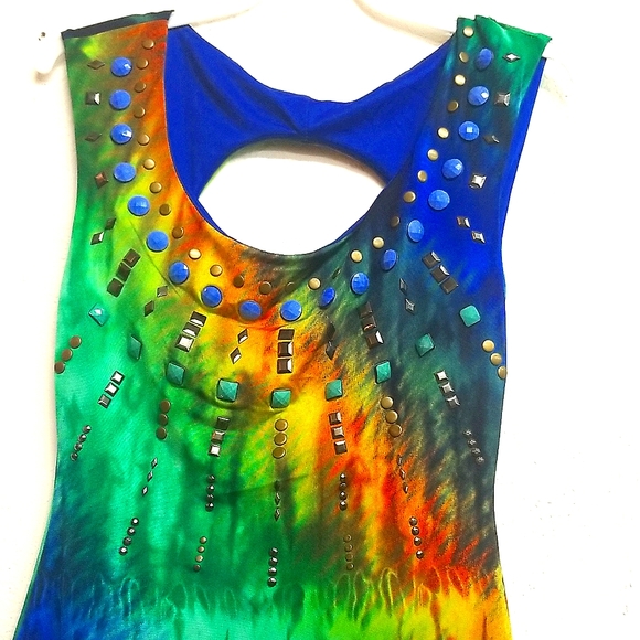 NOWT ONLY ONE Multi Color Beaded Sleeveless Party Dress. - Picture 2 of 4